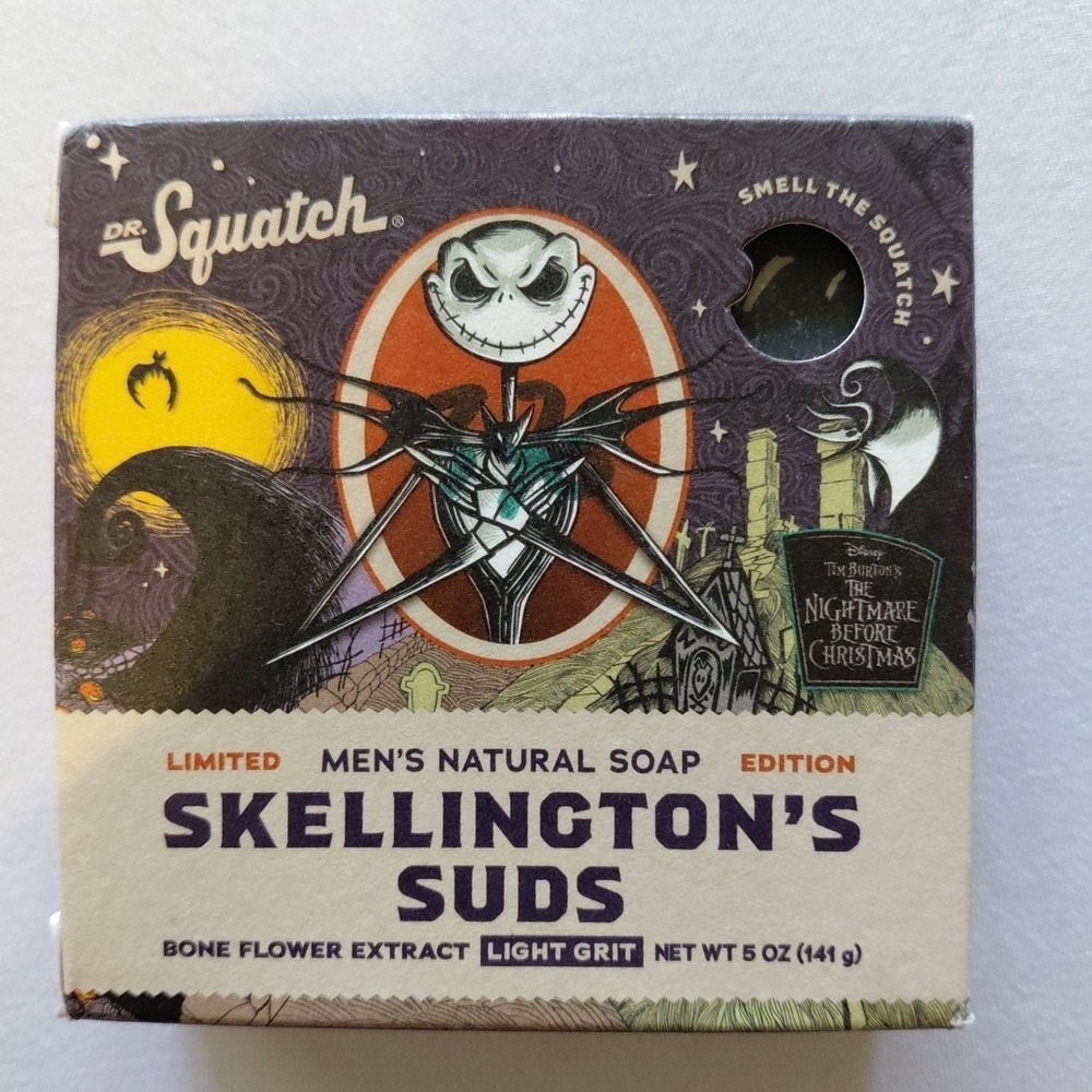 Dr Squatch Skellington's Suds 5oz Bar Soap Disney Nightmare Before Christmas NIP